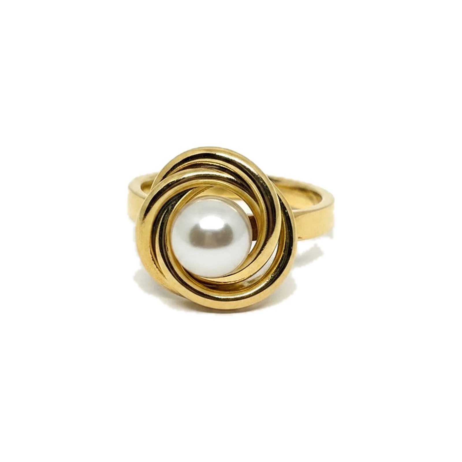 Anillo Nudo Perlado Dorado